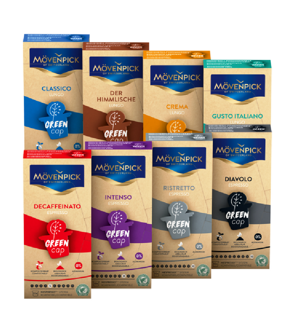MÖVENPICK COMPLETE Coffee Capsules GREEN CAP 8-Varieties Pack