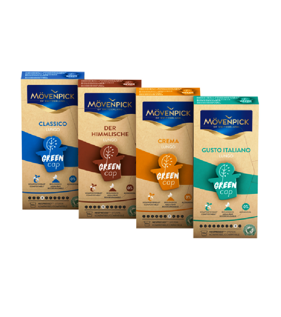 MÖVENPICK LUNGO Coffee Capsules GREEN CAP 4-Varieties Pack