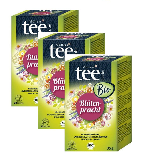 3xPack Müllers Teestube Organic Herbal Blossoms Tea Bags - 60 Bags