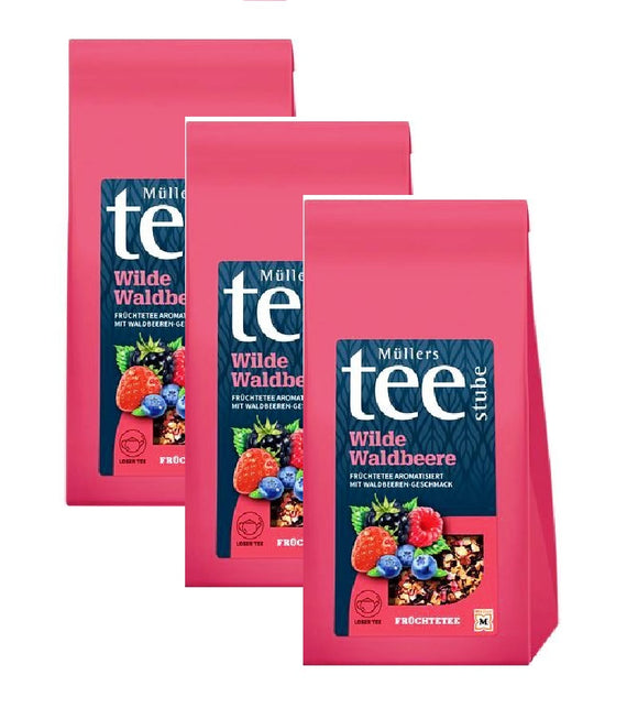 3xPack Müllers Teestube Wild Forest Berry Fruit Loose Tea - 600 g