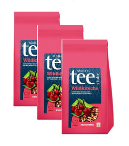 3xPack Müllers Teestube Wild Cherry Fruit Loose Tea - 600 g