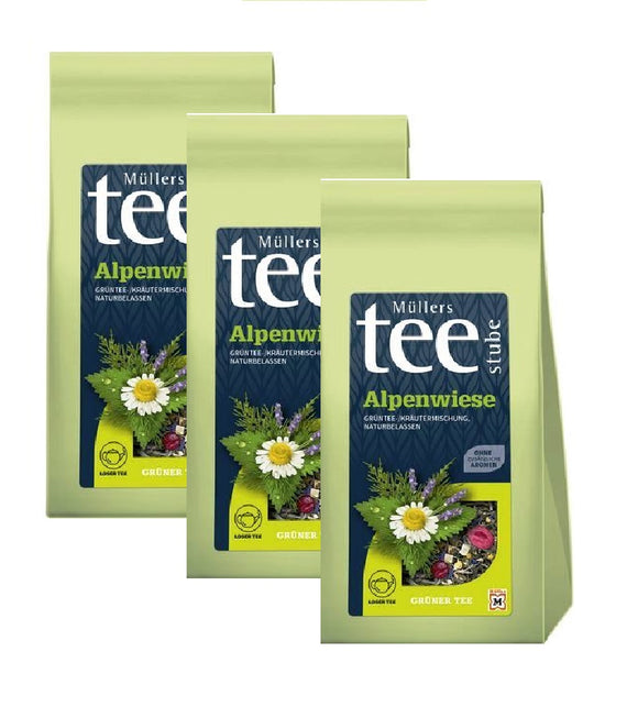 3xPack Müllers Teestube Alpine Meadow Loose Green Tea - 375 g