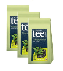 3xPack Müllers Teestube Green Tea Loose Gunpowder - 450 g