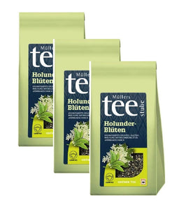 3xPack Müllers Teestube Elderflower Loose Green Tea - 450 g