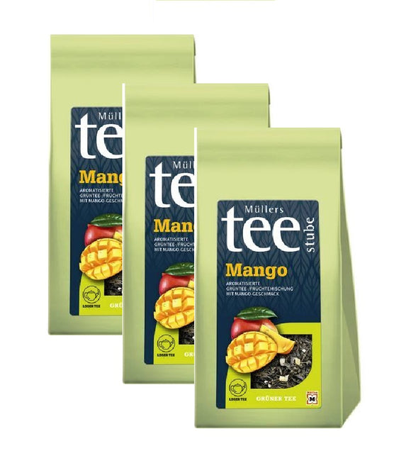 3xPack Müllers Teestube Mango Flavor Loose Green Tea - 450 g