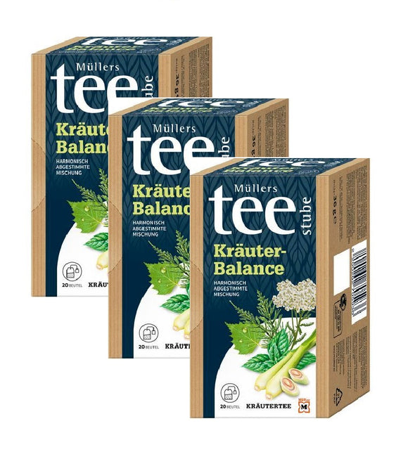 3xPack Müllers Teestube Organic Herbal Balance Tea Bags - 60 Bags