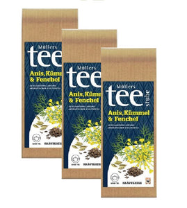 3xPack Müllers Teestube Organic Herbal Anise Caraway & Fennels Loose Tea - 300 g