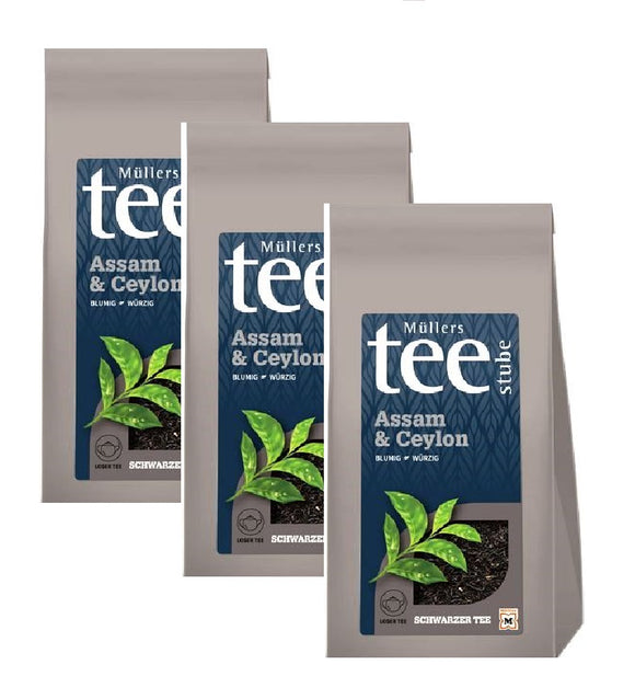 3xPack Müllers Teestube Herbal Assam & Ceylon Loose Tea - 450 g