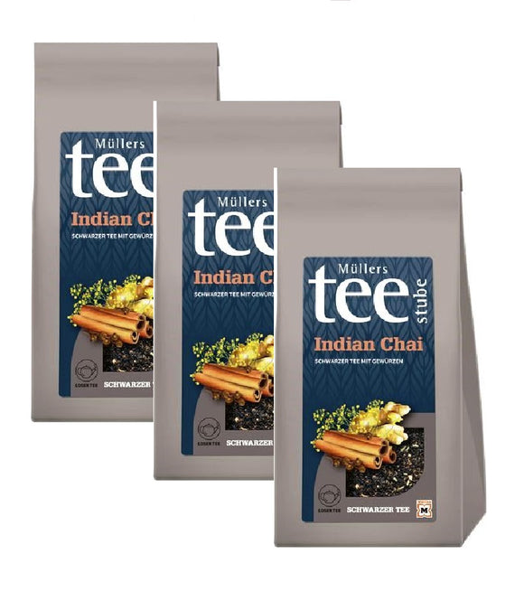 3xPack Müllers Teestube Organic Indian Chai Loose Tea - 600 g