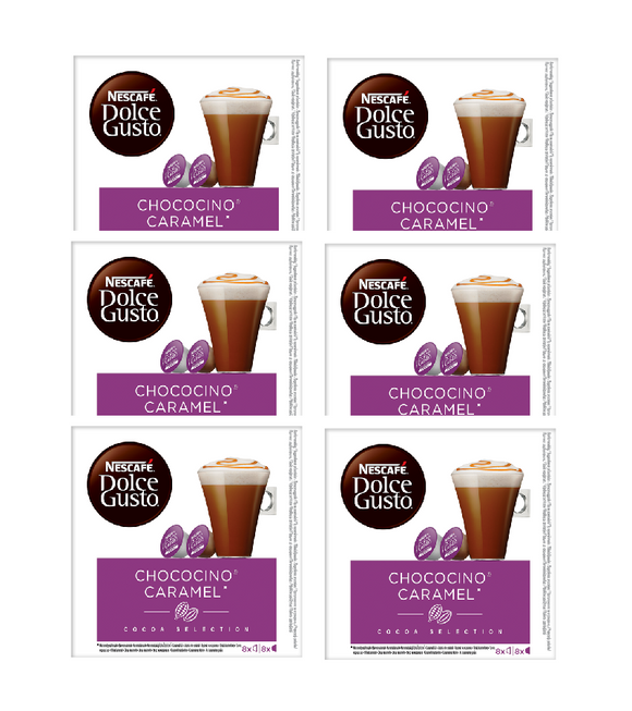 6xPack Nescafe Dolce Gusto Chococino Caramel Coffee Capsules - 96 Capsules