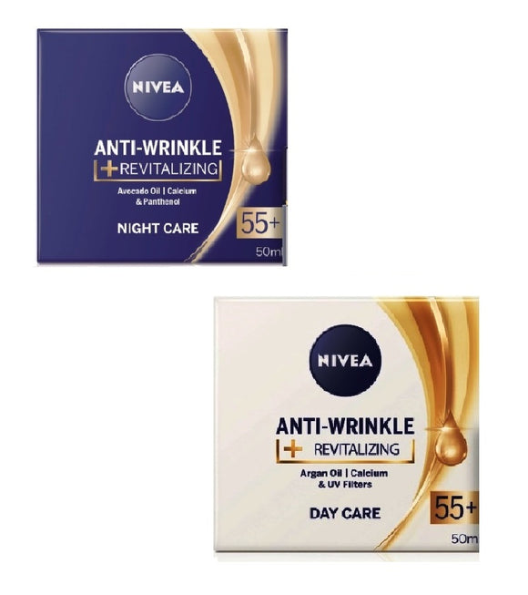 2xPack Nivea Anti-Wrinkle Revitalizing Day & Night Cream Set 55+ - 100 ml