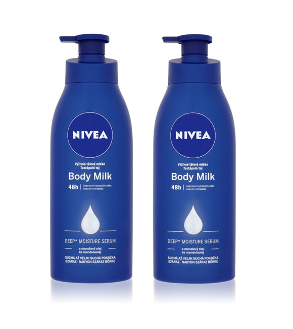 2xPacks Nivea Body Milk Nourishing Body Lotion for VERY DRY SKIN - 800 ml