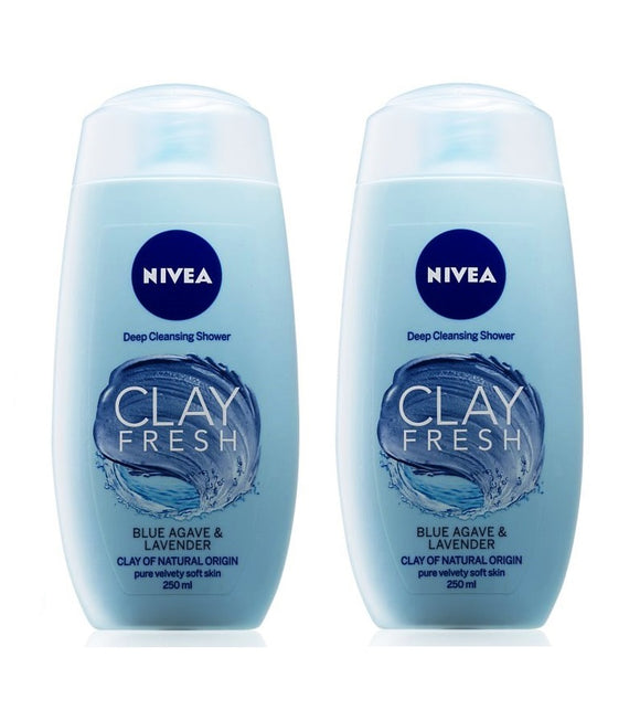 2xPack Nivea Clay Fresh Blue Agave & Lavender Shower Gel - 500 ml