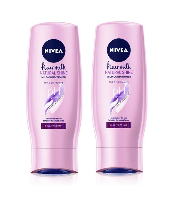 2xPack Nivea Hair Milk Natural Shine Conditioner for DAMAGED Hair - 400 ml