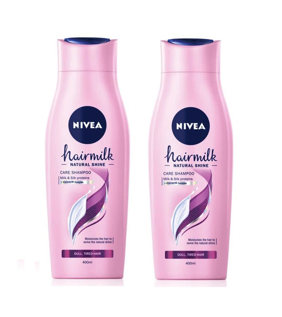 2xPack Nivea Hair Milk Natural Shine Care Shampoo for DAMAGED HAIR - 800 ml