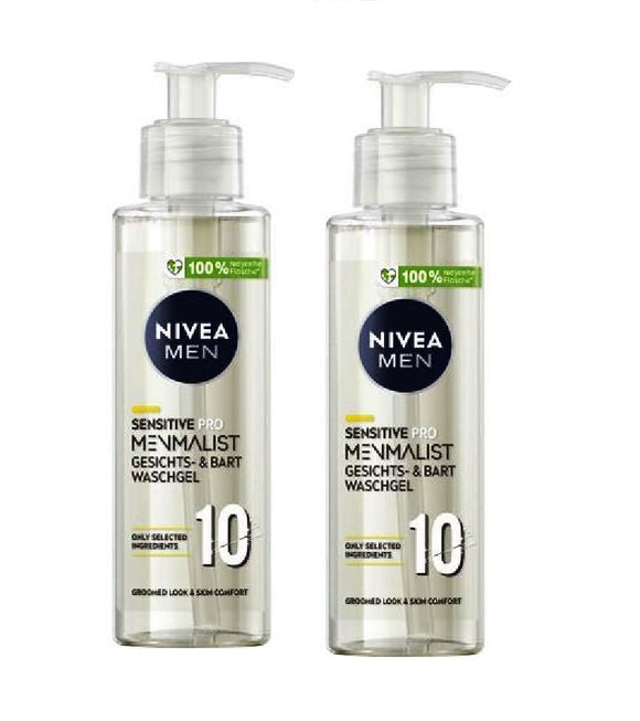 2xPack NIVEA MEN Sensitive Pro Menmalist Face and Beard Cleaning Gel - 400 ml