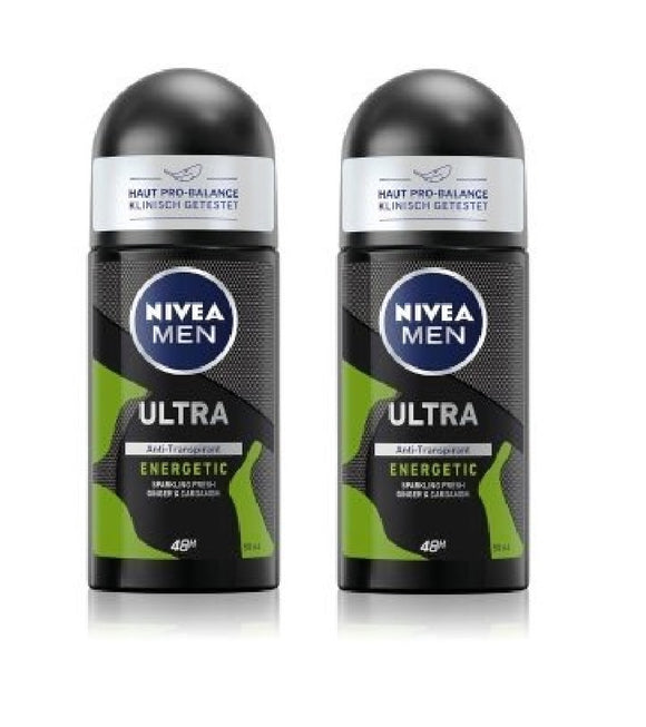 2xPack NIVEA MEN ULTRA ENERGETICRoll-on  Deodorant - 100 ml