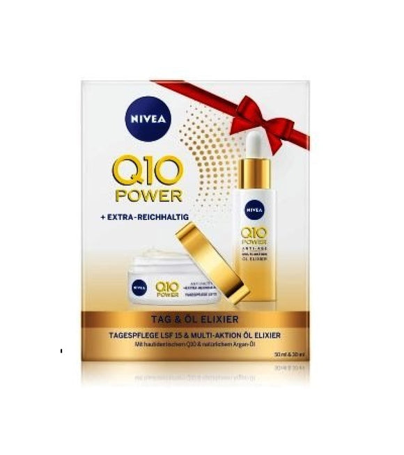 NIVEA Q10 Power Extra Rich Day Care Face Cream + Oil Elixir Set