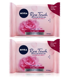 2xPack Nivea Rose Touch Micellar Facial Make-up Removal Tissues - 50 pcs