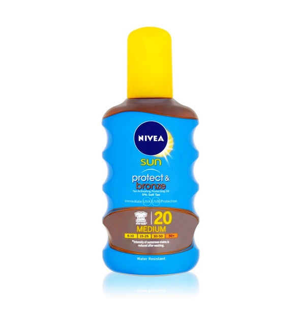 Nivea Sun Protect & Bronze Drying Oil for Tanning SPF 20 - Medium