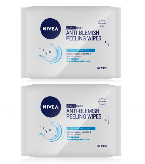 2xPack Nivea Visage Pure Effect 3-in-1 Deep Cleansing Peeling Cloths - 40 pcs