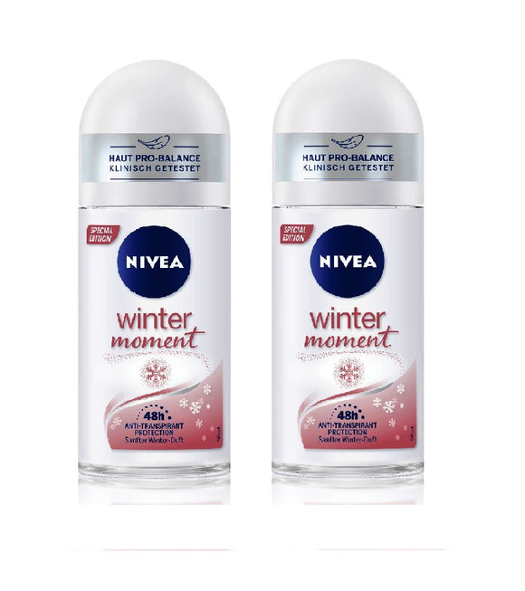 2xPack NIVEA WINTER MOMENTS Deodorant Roll-on - 100 ml