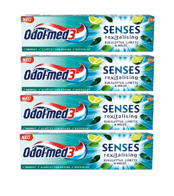 4xPack Odol-med3 Senses Eucalyptus Toothpaste - 300 ml