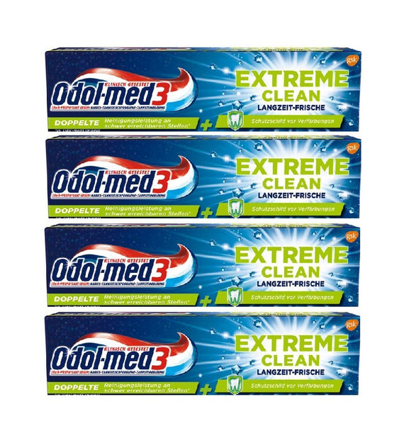 4xPack Odol-med3 Extreme Clean Long-term Feshness Toothpaste - 300 ml