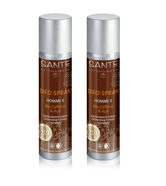 2xPack Sante Organic Caffeine & Acai Deodorant Spray for Men - 200 ml