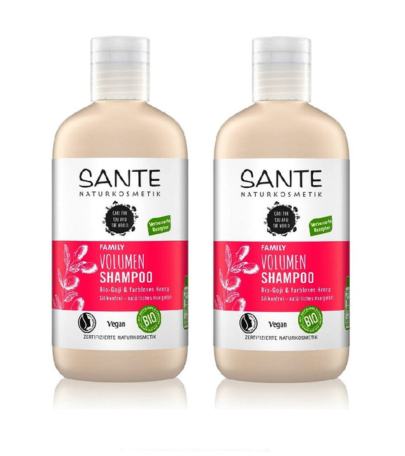 2xPack Sante Organic Goji & Colorless Henna Family Volume Shampoo - 500 ml