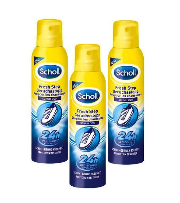 3xPack Scholl Fresh Step Shoe Deodorant Odor Stop - 450 ml
