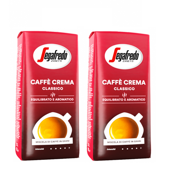 2xPack Segafredo Caffé Crema Classico Whole Coffee Beans - 2 Kgs