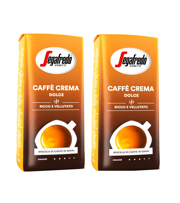 2xPack Segafredo Caffé Crema Dolce Whole Coffee Beans - 2 Kgs
