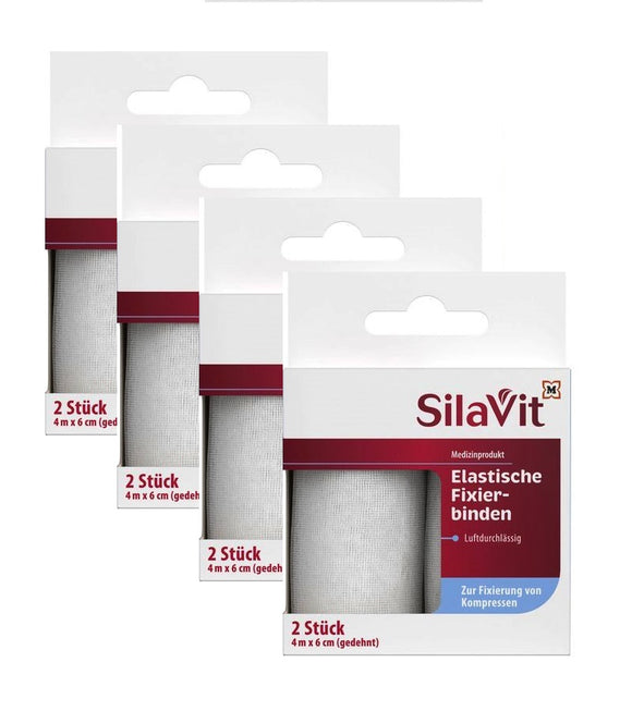 4xPack SilaVit Wound Fixation Bandages, Elastic and Permeable to Air