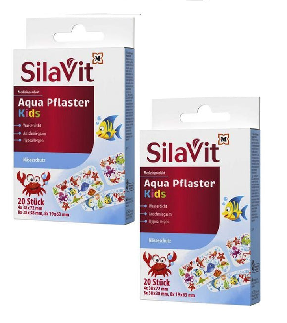 2xPack SilaVit Plaster Aqua Strips for Kids - 40 Pcs