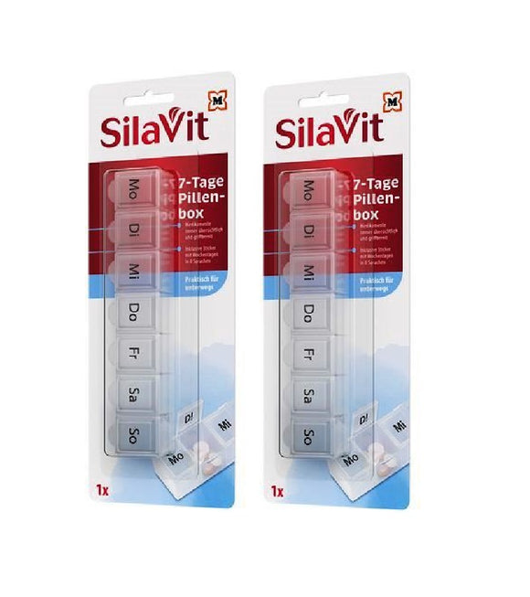 2xPack SilaVit 7 Days Pill Box with Stickers