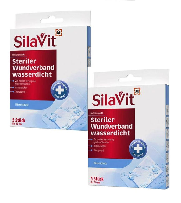 2xPack SilaVit Sterile Waterproof Wound  Dressing - 10 Pcs