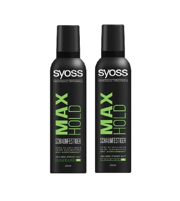 2xPack SYOSS Max Hold Level 4, Extra Strong Hair Mousse - 500 ml