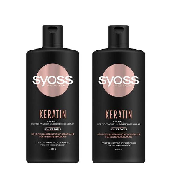 2xPack Syoss Shampoo with Keratin for Britte Hair - 880 ml to 1.5 kg