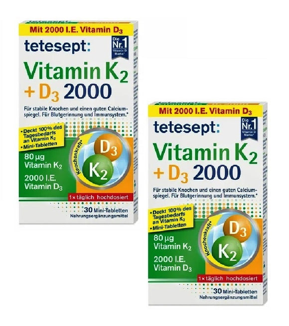 2xPack Tetesept Vitamin K2 + D3 Tablets  - 60 Pieces