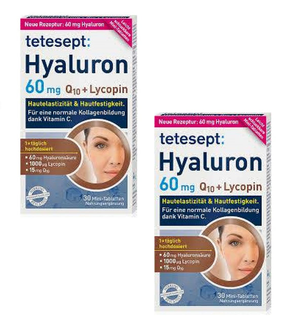2xPack Tetesept 60 mg Hyaluron+Q10+Lycopene Mini Tablets