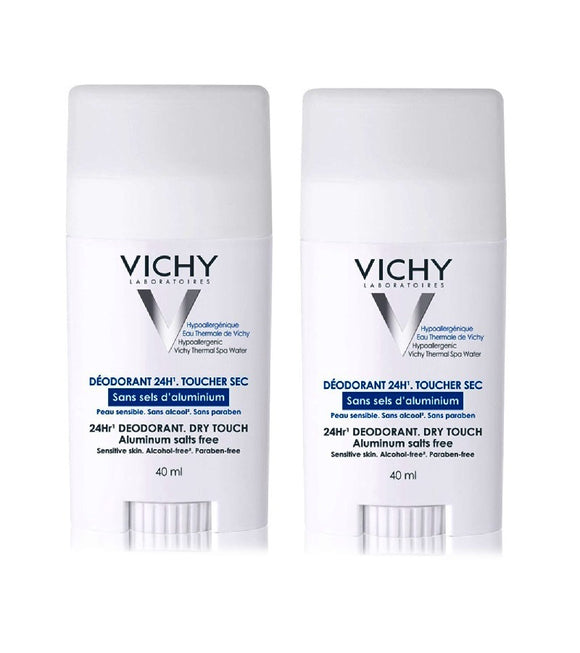 2xPack VICHY Skin Soothing 24H  Deodorant Stick without Aluminum - 80 ml
