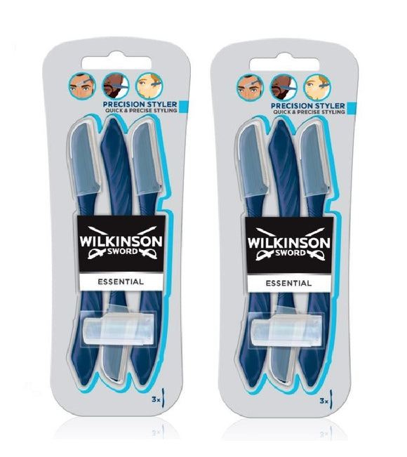 2xPack WILKINSON Sword Essential Precision Stylers Razor for Beards & Eyebrows - 6 Pcs