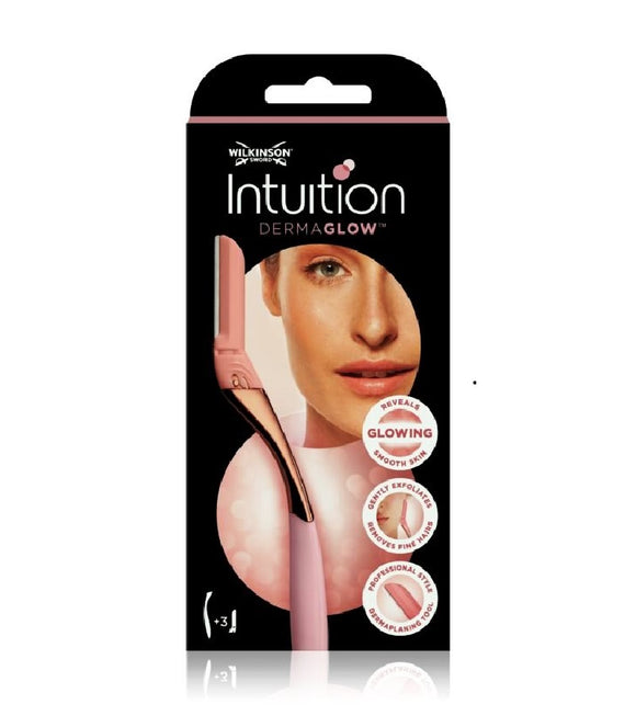 WILKINSON Sword Intuition Dermaglow Facial Hair Razor + 3 Cartridges