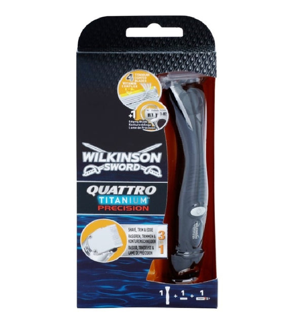 WILKINSON Sword Quattro Titanium Precision Men's Body Hair Razor for Wet Shaving